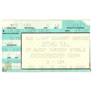Vintage 1991 Jethro Tull Concert Ticket Stub Albany NY